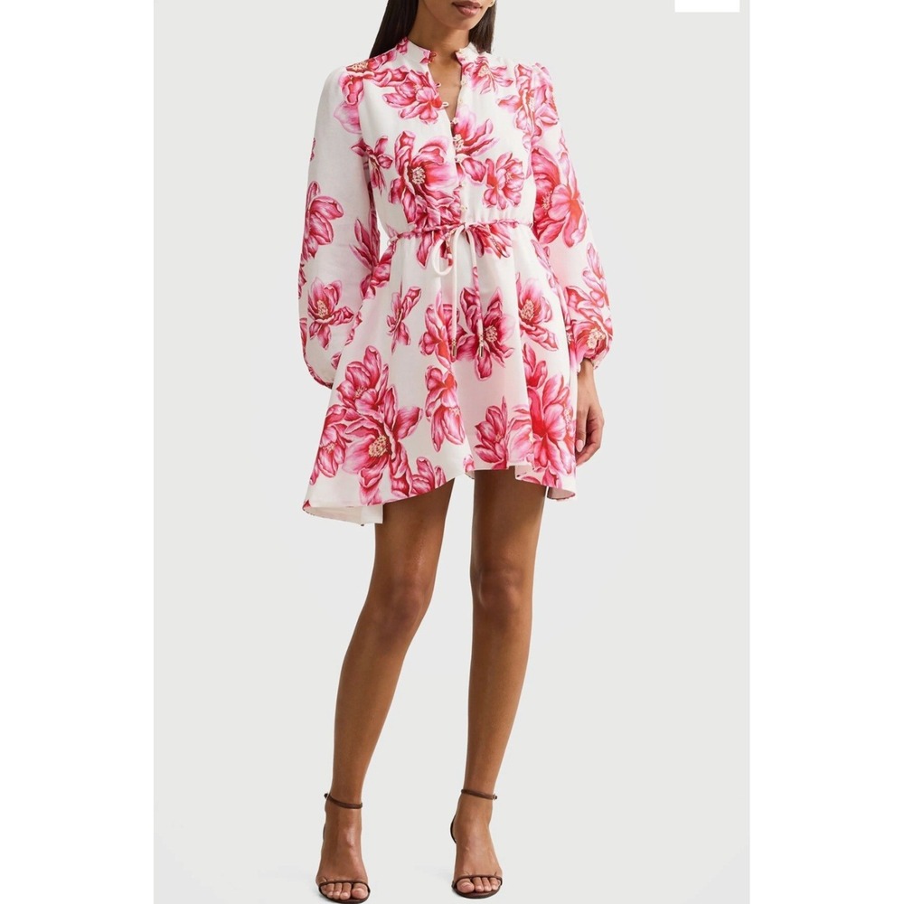 Evernew Annalise Tie Waist Linen Blend Mini Dress US 2 New